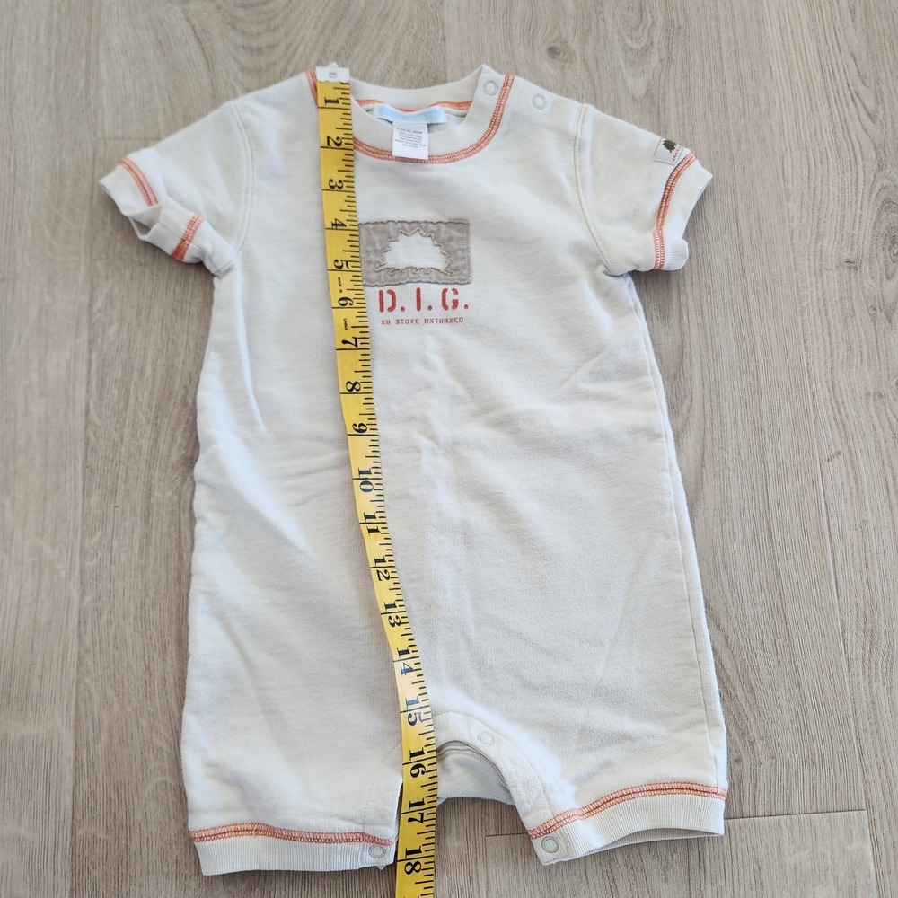 Janie and Jack Baby Boy Dinosaur Romper Cream Orange 6-12 Months D.I.G. Graphic - Picture 6 of 9